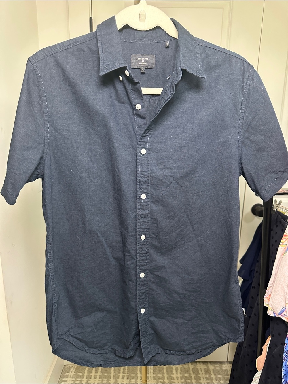 Superdry Men’s Navy Short-Sleeve Button-Down Shirt
